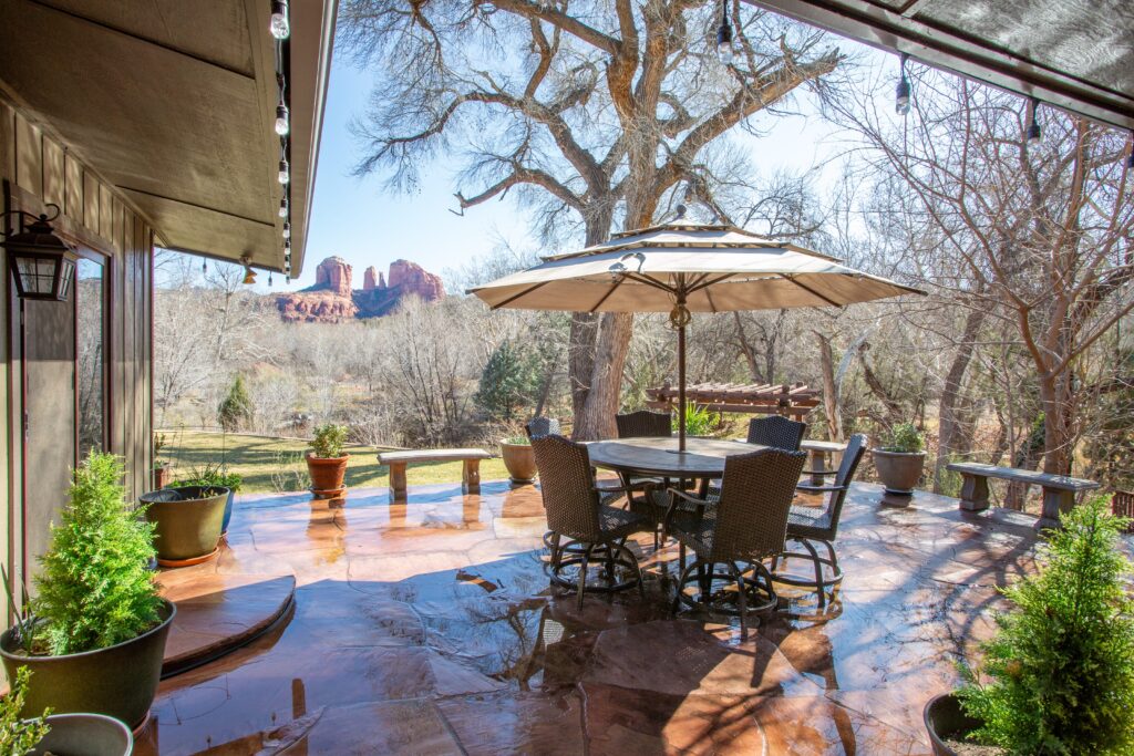 Backyard patio of Cathedral View