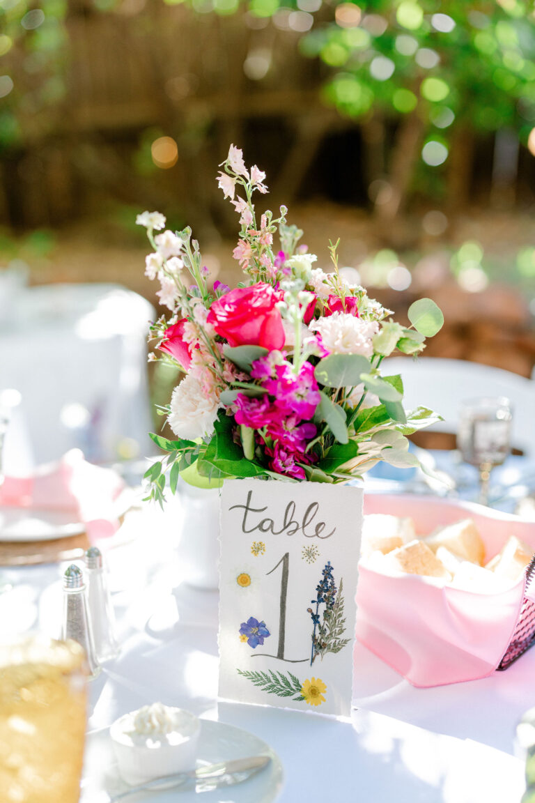 Colorful table setting at the Wedding Gardens of Sedona