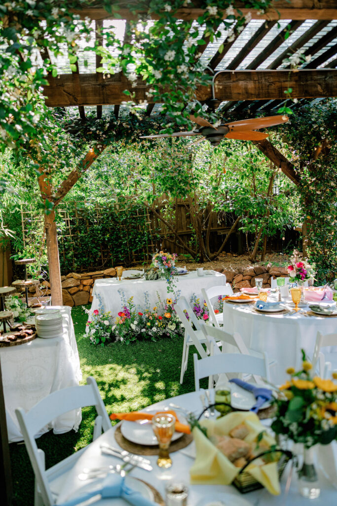 Colorful table setting at the Wedding Gardens of Sedona