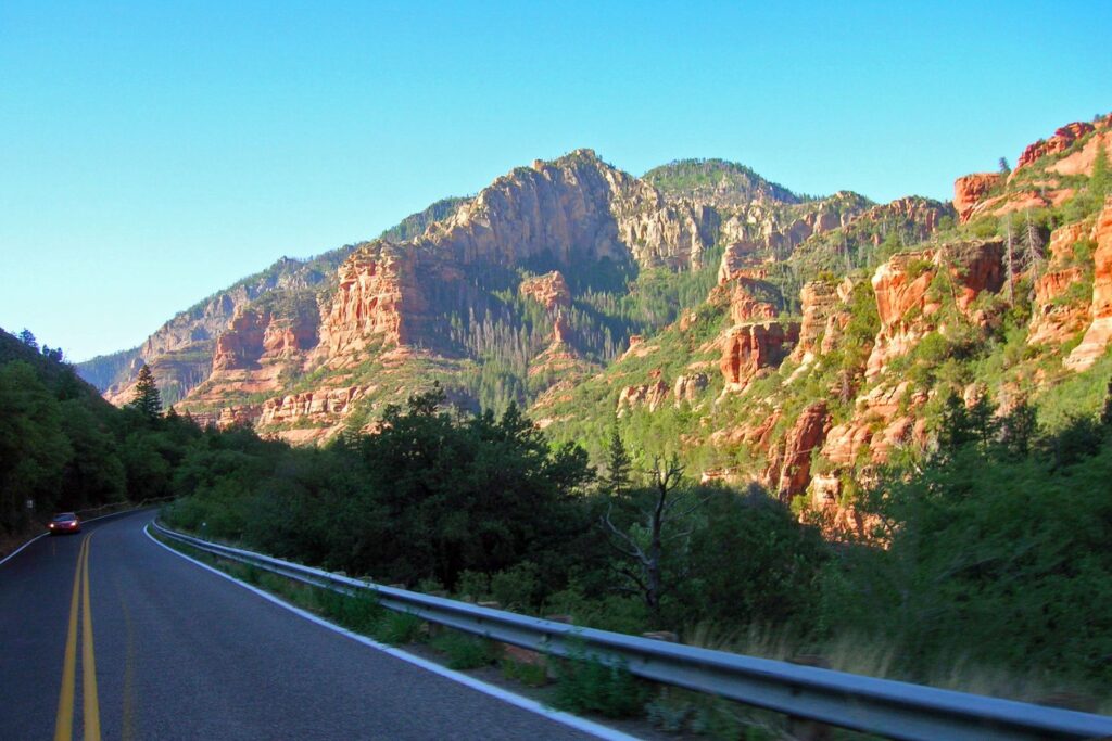 The road through Oak Creek Canyon
