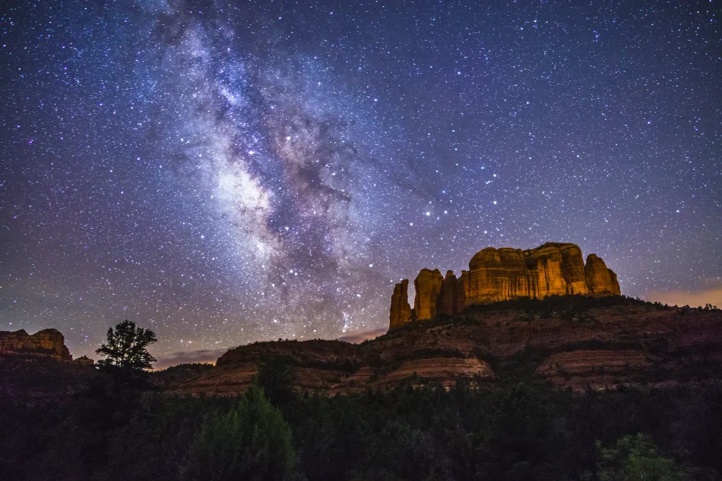 Cathedral Rock at night under the Milky Way