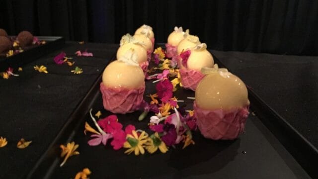 glazed mochi in rose wafer cup Messina Culinary